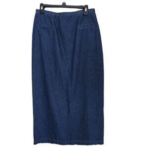 Vtg River Ridge Trading Company Western Womens‎ Maxi Denim Skirt 10 Blue Elastic